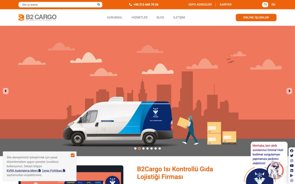 B2Cargo logistics platform homepage
